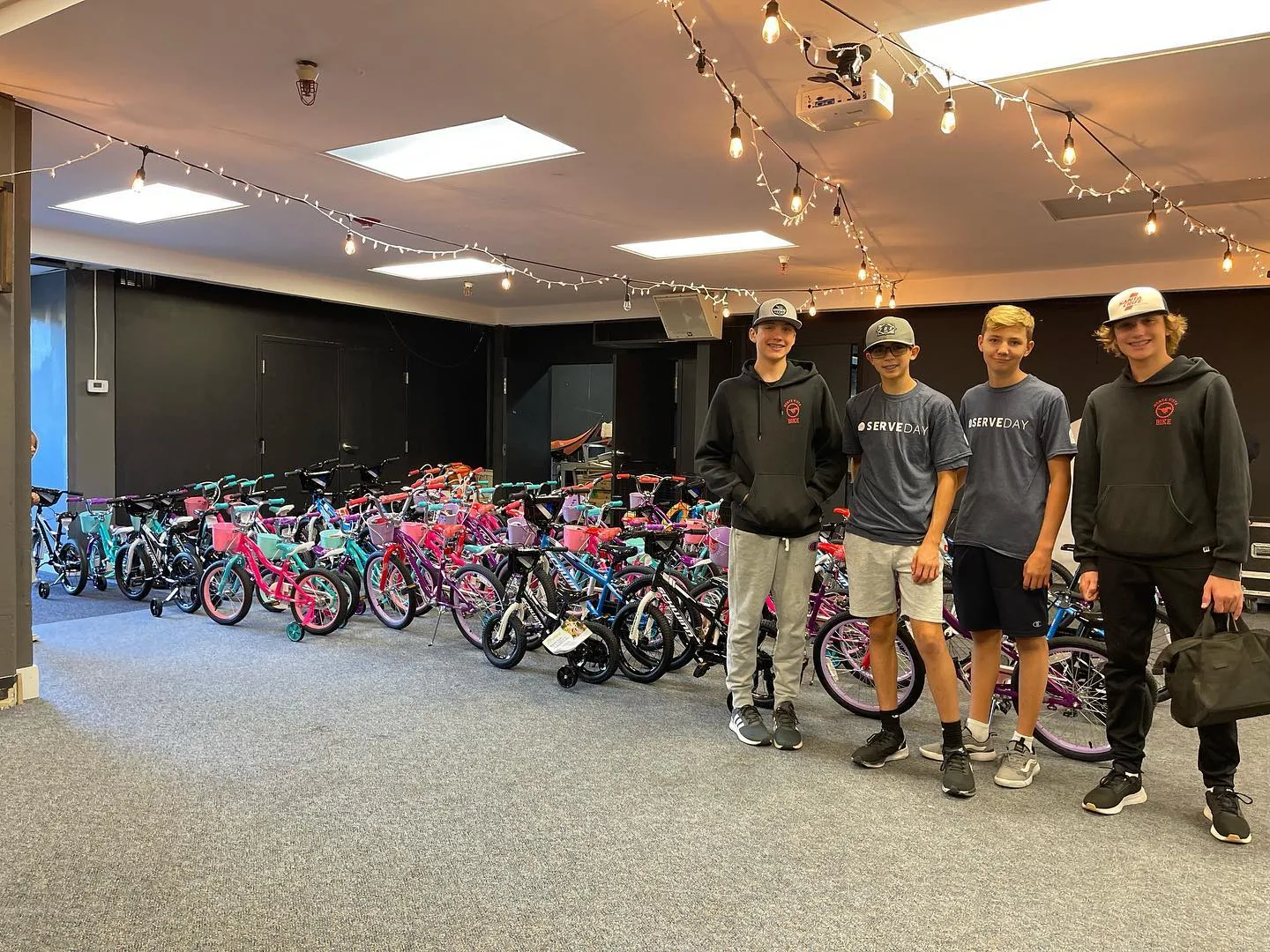 Volunteers and bicycles at the October 2022 CPC Danville bike-build event